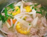 Hình bước làm 5 của món Nui nấu mọc,thịt băm,bắp và cà rốt