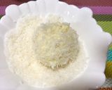 A picture of step 5 of Coconut White chocolate Laddu.