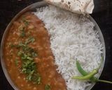 A picture of step 6 of Panchmel Dal with steamed rice.