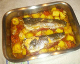 Foto del paso 7 de la receta: Trucha rellena de jamón serrano con patatas al pimentón
