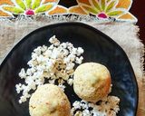 A picture of step 6 of Allittu Unde (Popped Sorghum Flour Laddus).