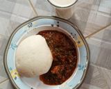 A picture of step 5 of Ugwu soup.