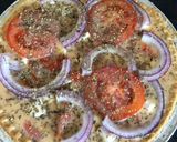A picture of step 3 of ‘Greek salad’ quiche.
