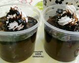 A picture of step 5 of Eggless Chocolate Pudding With a cup of Cappuccino.