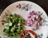 A picture of step 2 of Bhindi Rice Fry.