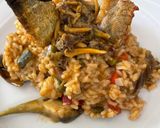 Foto del paso 3 de la receta: Arroz mar y montaña con lomo y bacalao