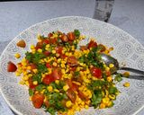A picture of step 3 of Chilli Fillet, with corn salsa and bulgar wheat.