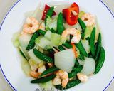 Foto langkah ke 5 dari resep Tumis sawi putih,kapri & udang.