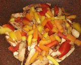 A picture of step 6 of Apple and pear chicken tikka stir fry with rice.