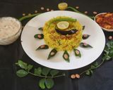 A picture of step 14 of Lemon Rice With Masala curd.