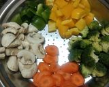 A picture of step 1 of Stir fry tofu with veggies.