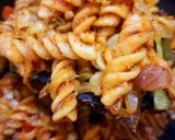 A picture of step 4 of Baked Cheesy Pasta with Tomato, Basil and Veggies.