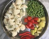 A picture of step 1 of Aloo Gobi Matar.