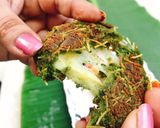 A picture of step 3 of Spinach, Chickpeas, Banana Patties Stuffed with Mozzarella.