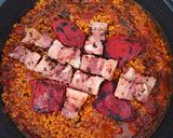 Foto del paso 9 de la receta: Arroz a la paella con Panceta y Piquillos a la Brasa