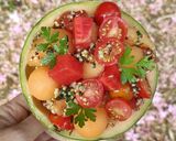 Une image de l'étape 5 de 🍈Salade de melon pastèque quinoa pêche tomate.