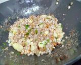 A picture of step 2 of Crispy Sabudana tikki made with leftover sabudana khichdi and falahari chutney.
