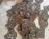 A picture of step 3 of Black Sesame Coconut Chikki.