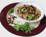 A picture of step 7 of Fig Red azuki beans (Karamani in Tamil) koottu rice.
