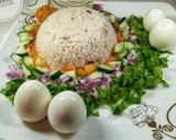 A picture of step 2 of Rice and beans with salad.