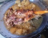 A picture of step 10 of Young Goat Leg with Potatoes, Onions and Gravy.