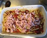 Une image de l'étape 7 de Gratin de macaronis aux poivrons grillés jambon blanc et parmesan.
