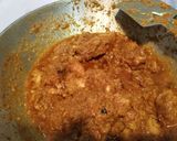 A picture of step 7 of Golbari kosha mutton.
