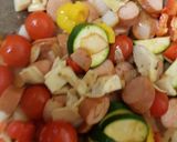 A picture of step 6 of My Quick smoked Sausage & Veg in a BBQ sauce.💚.