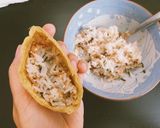 Hình bước làm 4 của món Súp đậu cay kiểu tây và inarizushi Nhật liệu có thân với nhau ^^