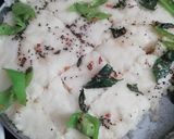 A picture of step 10 of Gujarati kadhi and sooji dhokla.