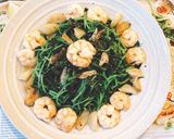 Hình bước làm 5 của món Xà Lách Xoong Xào Tôm🍤🍤