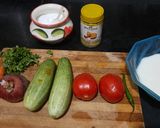 A picture of step 1 of Vegetables tadka raita.