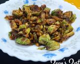 A picture of step 3 of Brussel sprouts Fry.