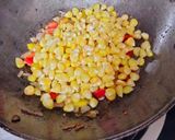 A picture of step 3 of Palak corn sabji or spinach corn ki sabji.