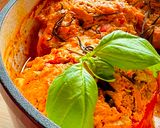 A picture of step 6 of Easy Creamy Tomato Sauce Stuffed Bell Peppers with Meat and Rice by TastyPinch.