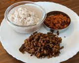 A picture of step 3 of Cherupayar mezhukupuratti or moong dal sabji.