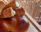 Foto del paso 11 de la receta Trenza brioche de crema y pepitas de chocolate con conitos de hojaldre