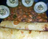 A picture of step 12 of Soft chapati served with beans.