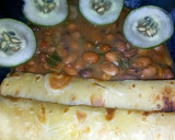 A picture of step 12 of Soft chapati served with beans.