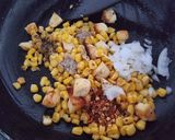 A picture of step 2 of Corn paneer chat.