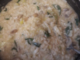 Risotto de champiñones con pescado frito
