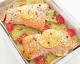 A picture of step 4 of Baked Salmon on a Bed of Potatoes.