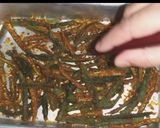 A picture of step 5 of Kurkuri bhindi in microwave.