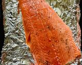 A picture of step 1 of Salmon with truffle tomato and tangerines.