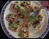 A picture of step 2 of Papdi pizza with salsa topping.