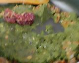 A picture of step 10 of Sarson ka Saag with Makki ki Roti.