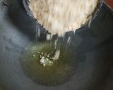A picture of step 1 of Besan laddo with gud powder.