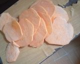 A picture of step 1 of Sweet potato crisps.