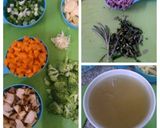 A picture of step 3 of Supreme chicken veg soup with classic potatoes puffs.
