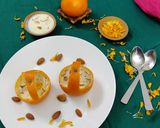 A picture of step 5 of Chenna payesh in orange basket.